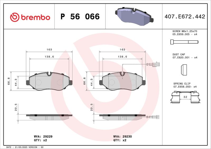 BREMBO P 56 066 Brake Pad Set, disc brake