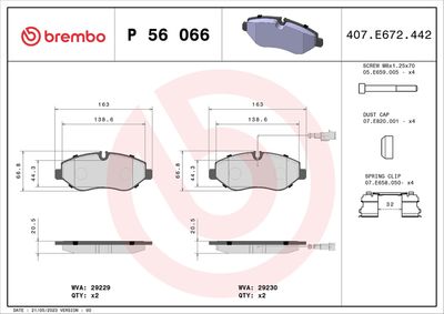 Brake Pad Set, disc brake BREMBO P 56 066
