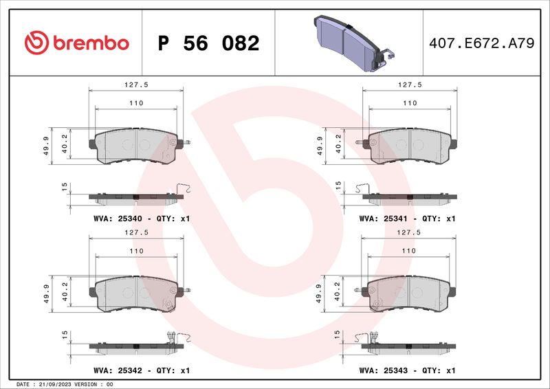 BREMBO P 56 082 Brake Pad Set, disc brake