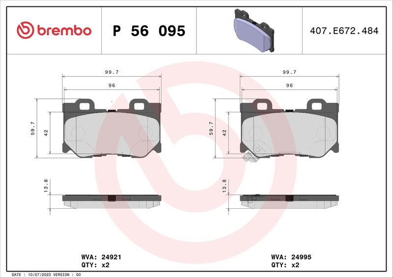 BREMBO P 56 095 Brake Pad Set, disc brake