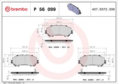 Brake Pad Set, disc brake BREMBO P 56 099