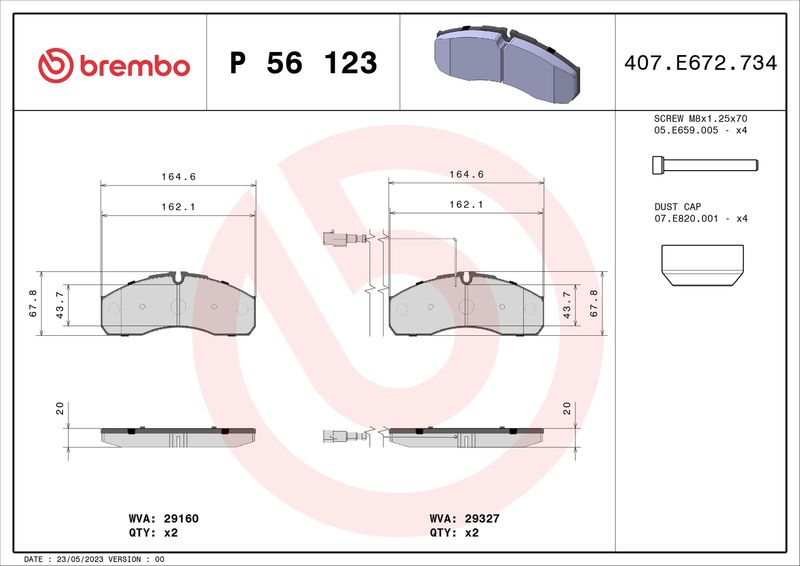 BREMBO P 56 123 Brake Pad Set, disc brake