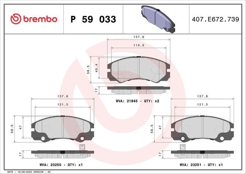 BREMBO P 59 033 Brake Pad Set, disc brake