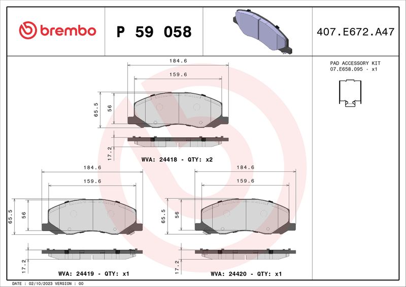 BREMBO P 59 058 Brake Pad Set, disc brake