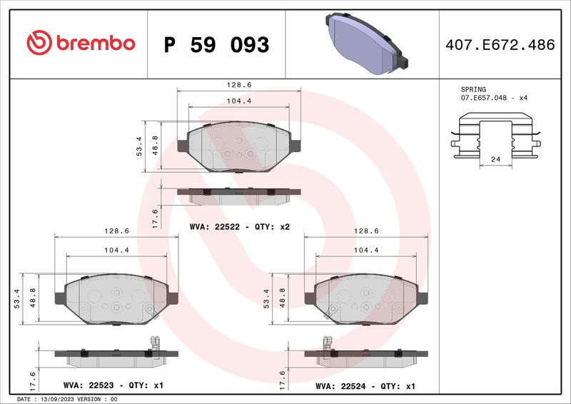 BREMBO P 59 093 Brake Pad Set, disc brake