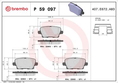Brake Pad Set, disc brake BREMBO P 59 097