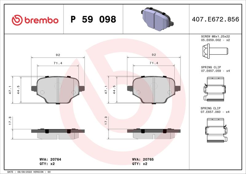 BREMBO P 59 098 Brake Pad Set, disc brake