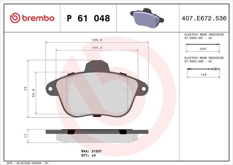 BREMBO P 61 048 Brake Pad Set, disc brake