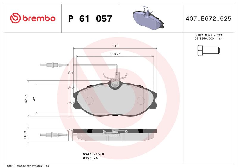 BREMBO P 61 057 Brake Pad Set, disc brake