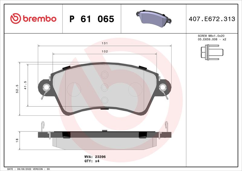 BREMBO P 61 065 Brake Pad Set, disc brake