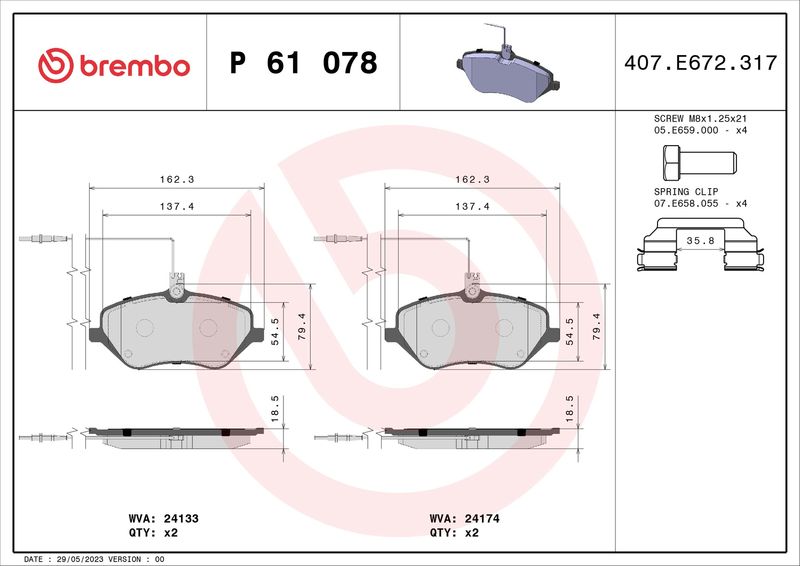 BREMBO P 61 078 Brake Pad Set, disc brake