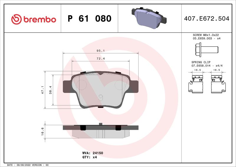 BREMBO P 61 080 Brake Pad Set, disc brake