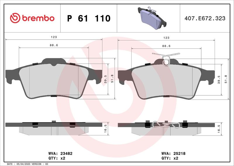 BREMBO P 61 110 Brake Pad Set, disc brake