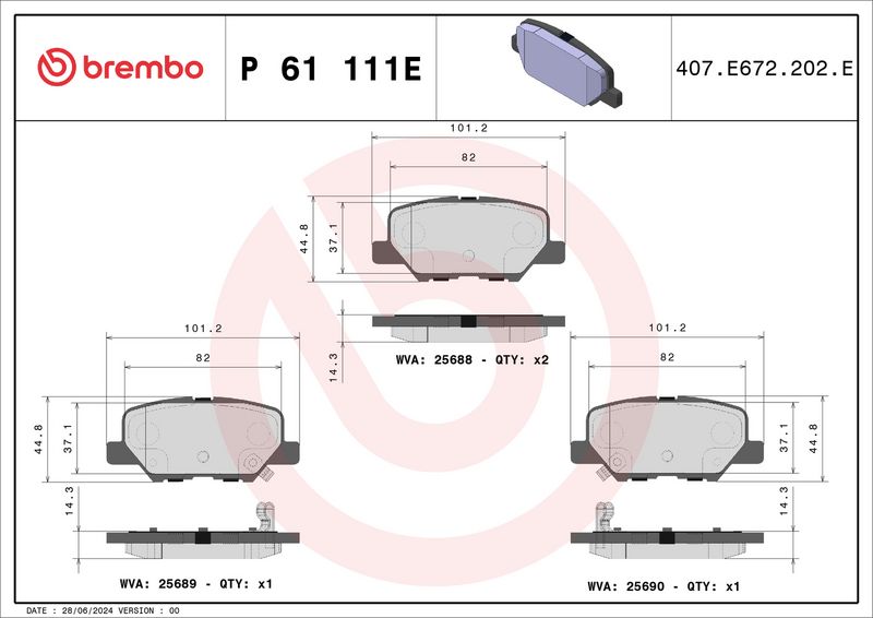 BREMBO P 61 111E Brake Pad Set, disc brake