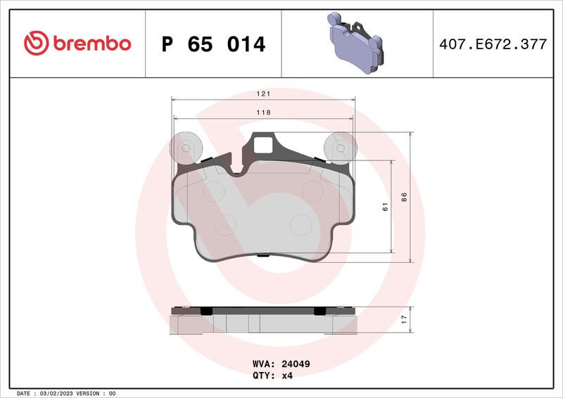 BREMBO P 65 014 Brake Pad Set, disc brake