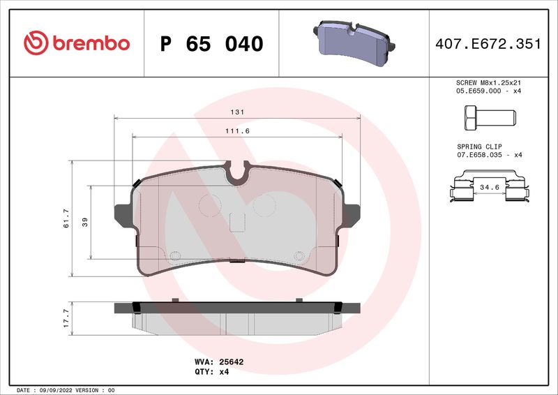 BREMBO P 65 040 Brake Pad Set, disc brake