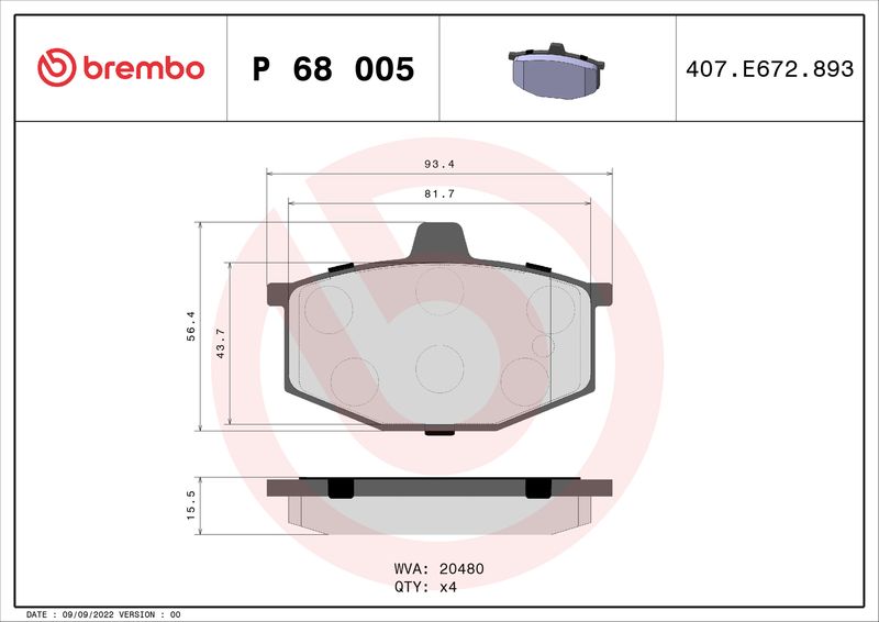 BREMBO P 68 005 Brake Pad Set, disc brake
