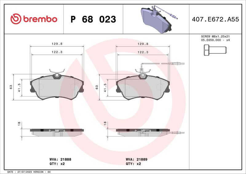 BREMBO P 68 023 Brake Pad Set, disc brake