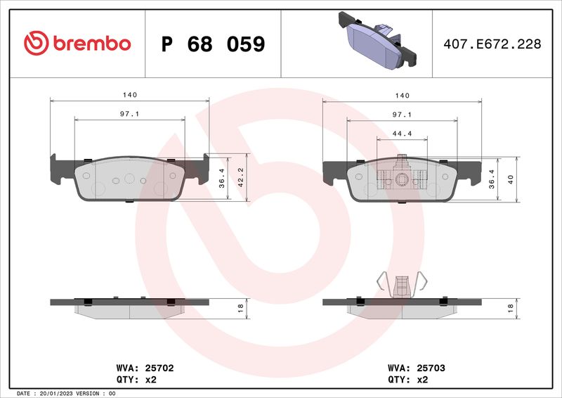 BREMBO P 68 059 Brake Pad Set, disc brake