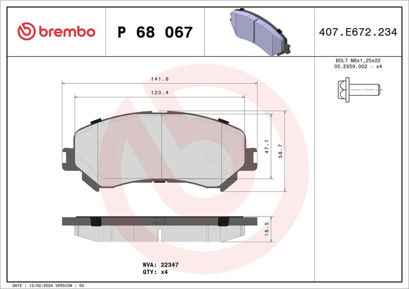 BREMBO P 68 067X Brake Pad Set, disc brake