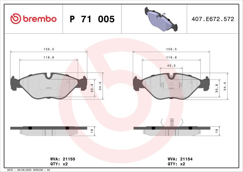 BREMBO P 71 005 Brake Pad Set, disc brake