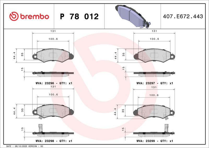 BREMBO P 78 012 Brake Pad Set, disc brake