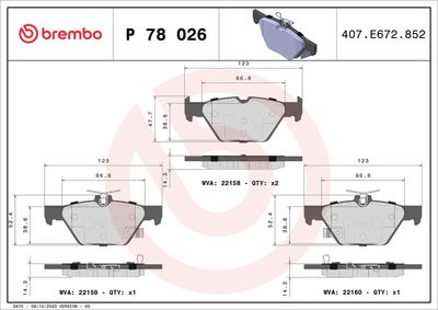 Brake Pad Set, disc brake BREMBO P 78 026