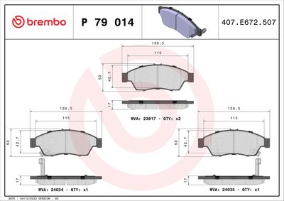 Brake Pad Set, disc brake BREMBO P 79 014