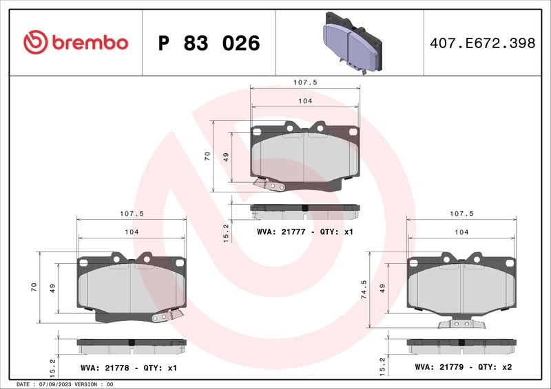 BREMBO P 83 026 Brake Pad Set, disc brake
