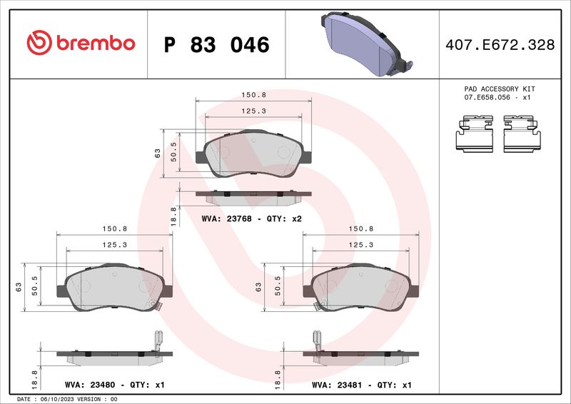 BREMBO P 83 046 Brake Pad Set, disc brake