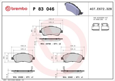 Brake Pad Set, disc brake BREMBO P 83 046