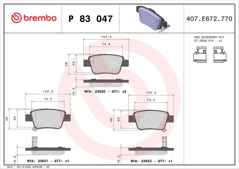 BREMBO P 83 047 Brake Pad Set, disc brake
