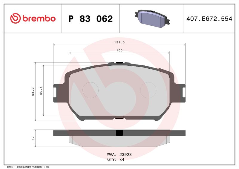 BREMBO P 83 062 Brake Pad Set, disc brake