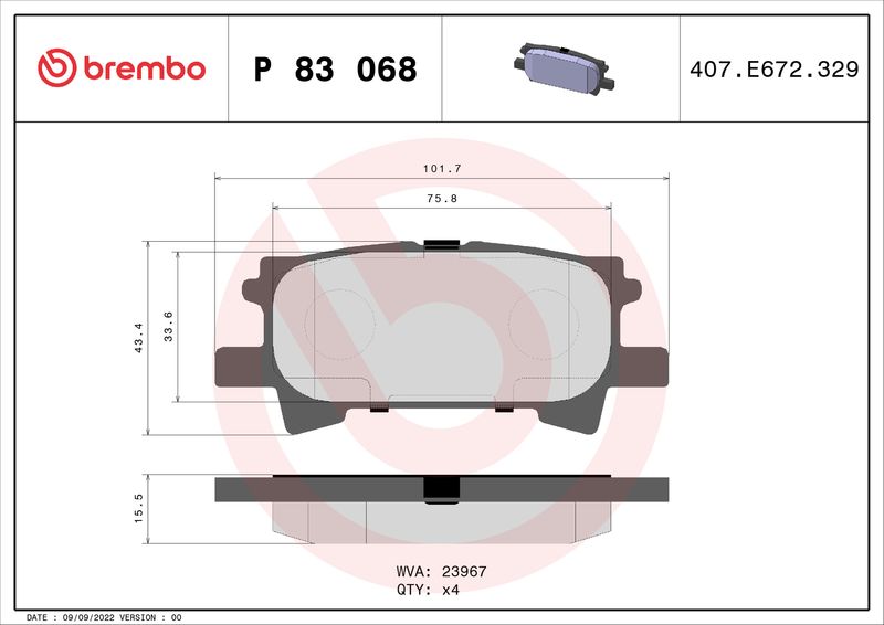 BREMBO P 83 068 Brake Pad Set, disc brake