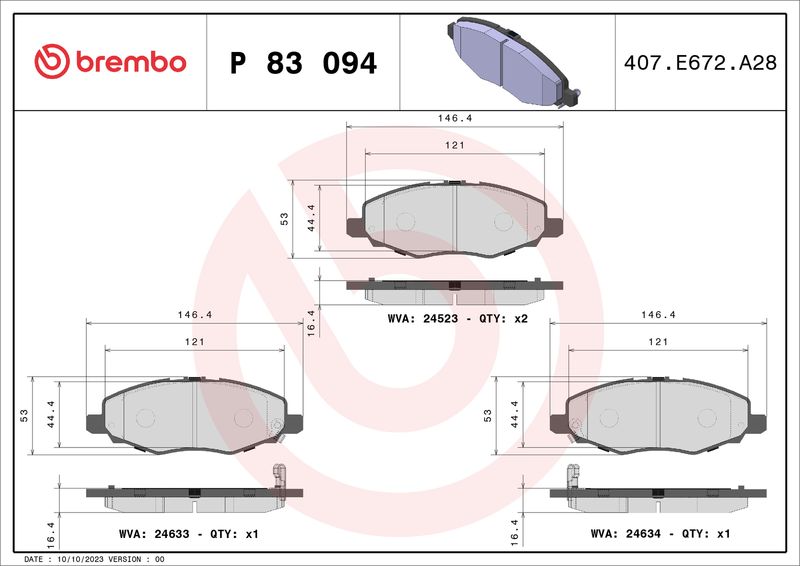 BREMBO P 83 094 Brake Pad Set, disc brake