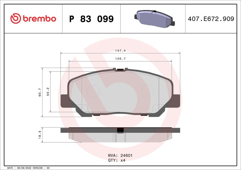 BREMBO P 83 099 Brake Pad Set, disc brake