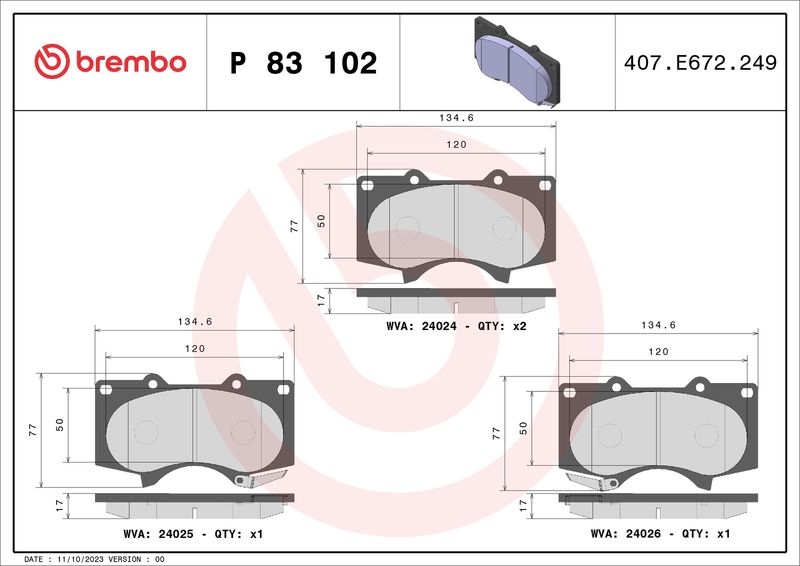 BREMBO P 83 102 Brake Pad Set, disc brake