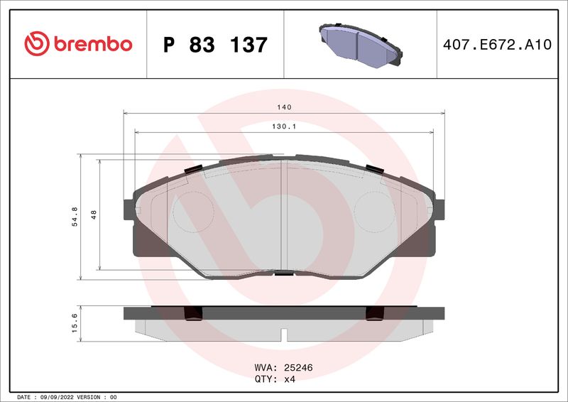 BREMBO P 83 137 Brake Pad Set, disc brake