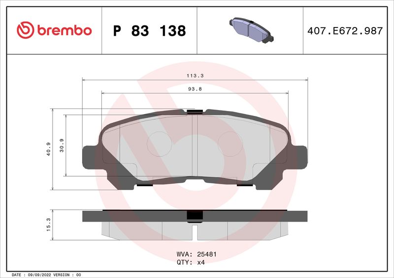 BREMBO P 83 138 Brake Pad Set, disc brake