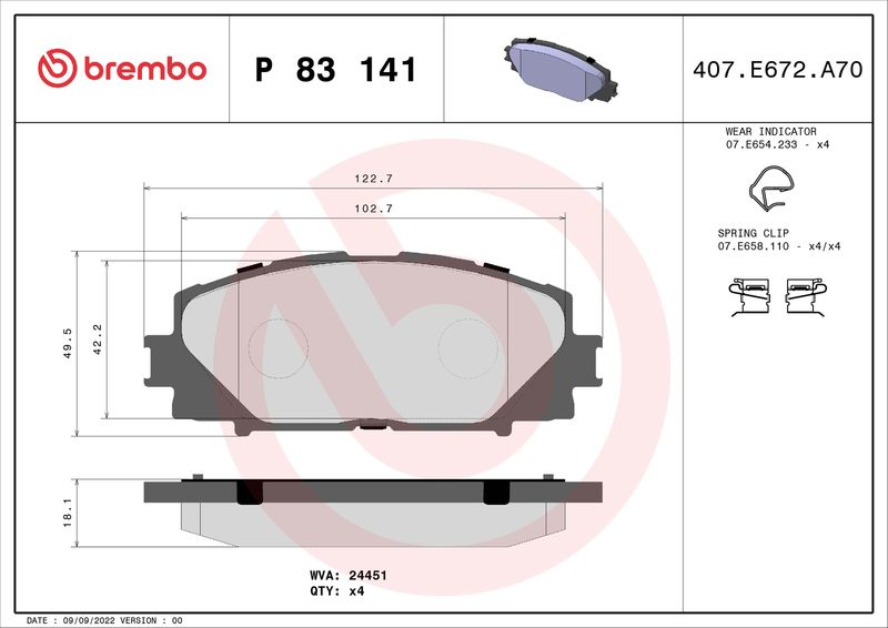BREMBO P 83 141 Brake Pad Set, disc brake
