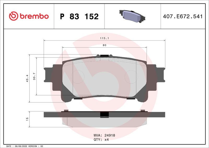 BREMBO P 83 152 Brake Pad Set, disc brake