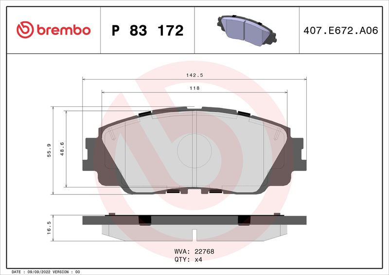 BREMBO P 83 172 Brake Pad Set, disc brake