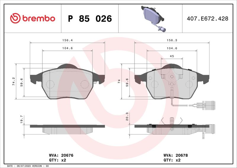 BREMBO P 85 026 Brake Pad Set, disc brake