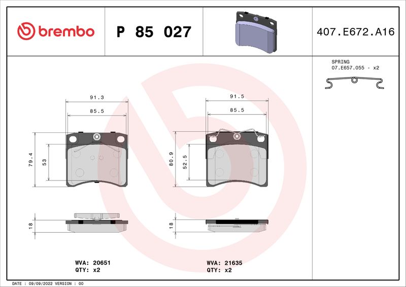 BREMBO P 85 027 Brake Pad Set, disc brake