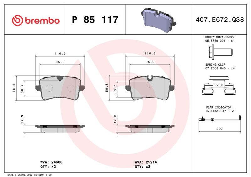 BREMBO P 85 117 Brake Pad Set, disc brake