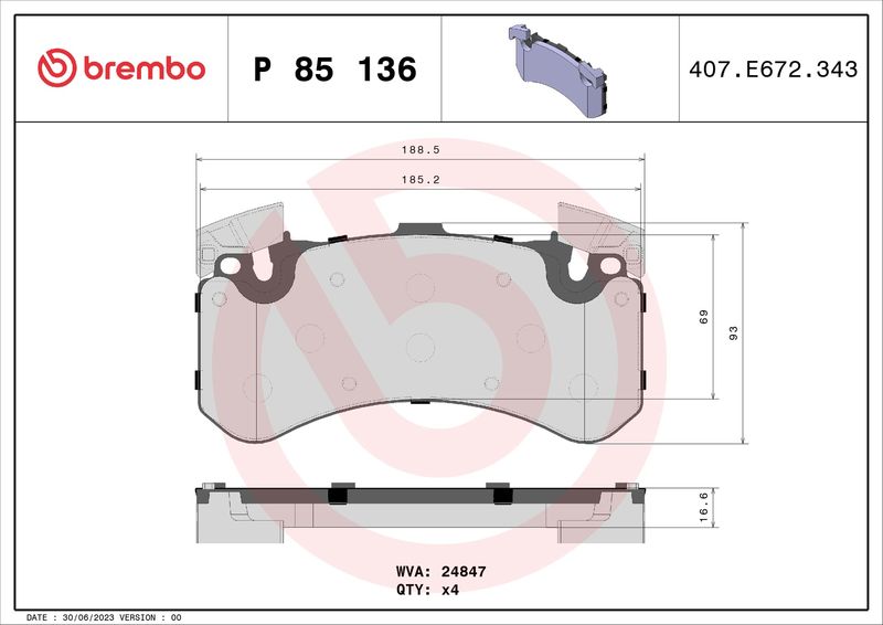 BREMBO P 85 136 Brake Pad Set, disc brake