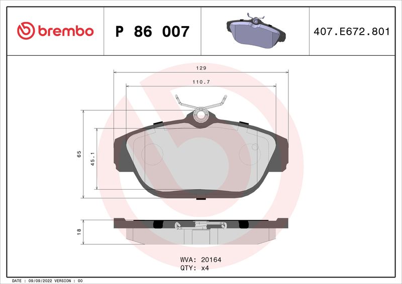 BREMBO P 86 007 Brake Pad Set, disc brake