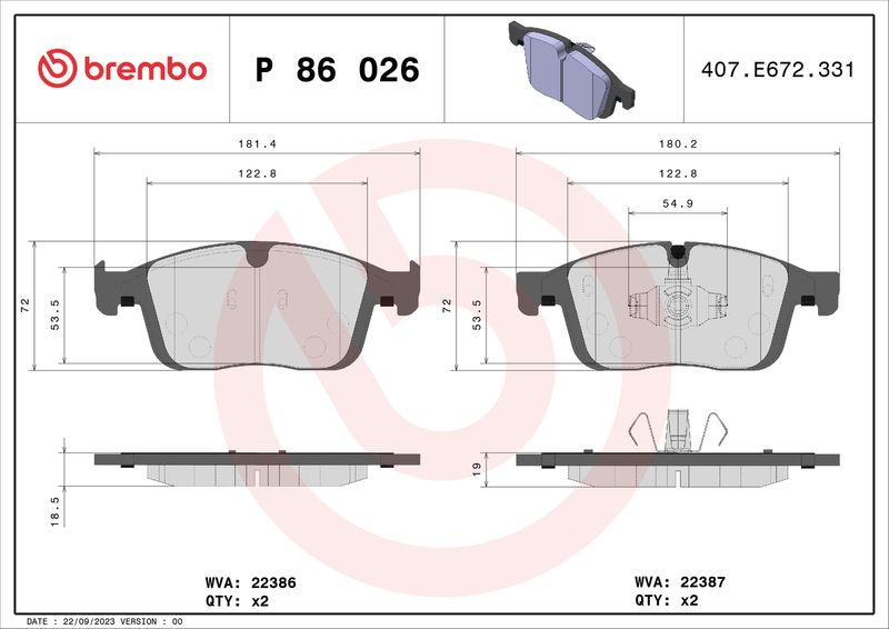 BREMBO P 86 026 Brake Pad Set, disc brake