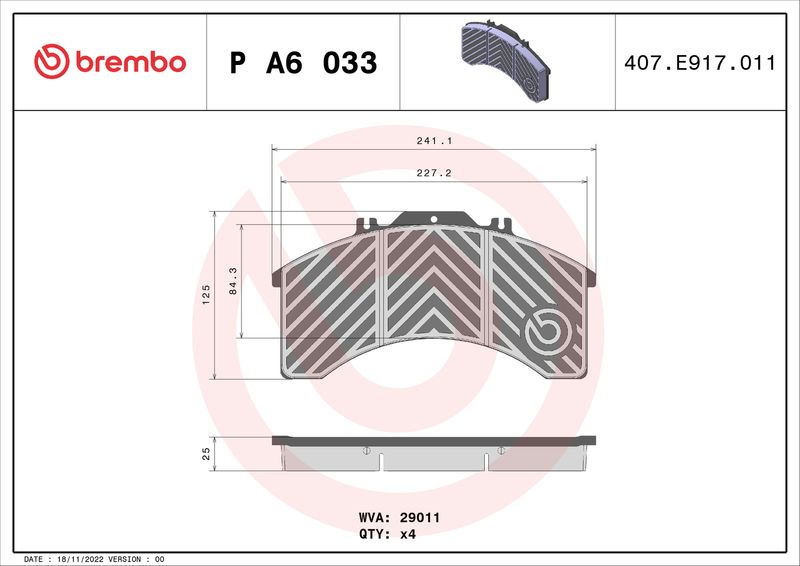 BREMBO P A6 033 Brake Pad Set, disc brake