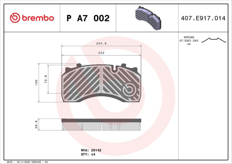 BREMBO P A7 002 Brake Pad Set, disc brake